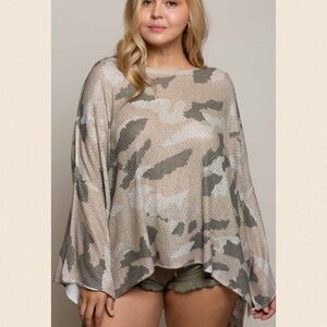 Plus Size Make Way 4 Camo Lightweight Sweater